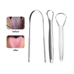 GENERICO - Limpiador De Lengua Acero Inoxidable Higiene Bucal 3 Und