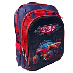 GENERICO - Mochilas escolares para niños carro con lonchera y cartuchera 3 en 1