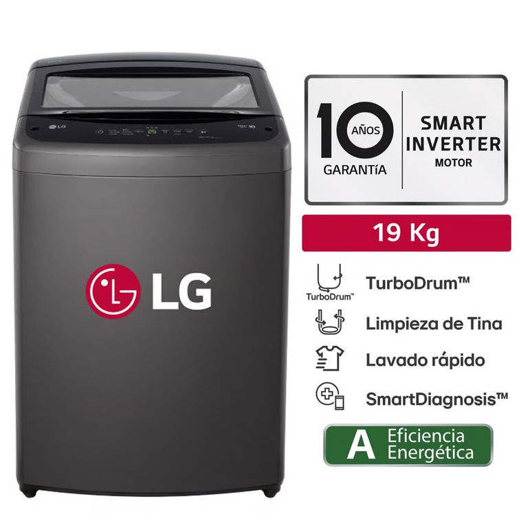 LAVADORA 19 KG CARGA SUPERIOR TURBODRUM WT19BVTB NEGRO