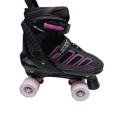 OKA - PATIN 4 RUEDAS NEGRO ROSADO TALLA M 34-37