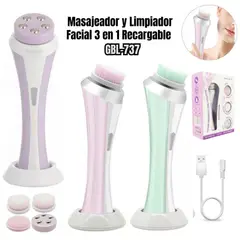 GENERICO - Masajeador y Limpiador Facial 3 en 1 Recargable GBL-737