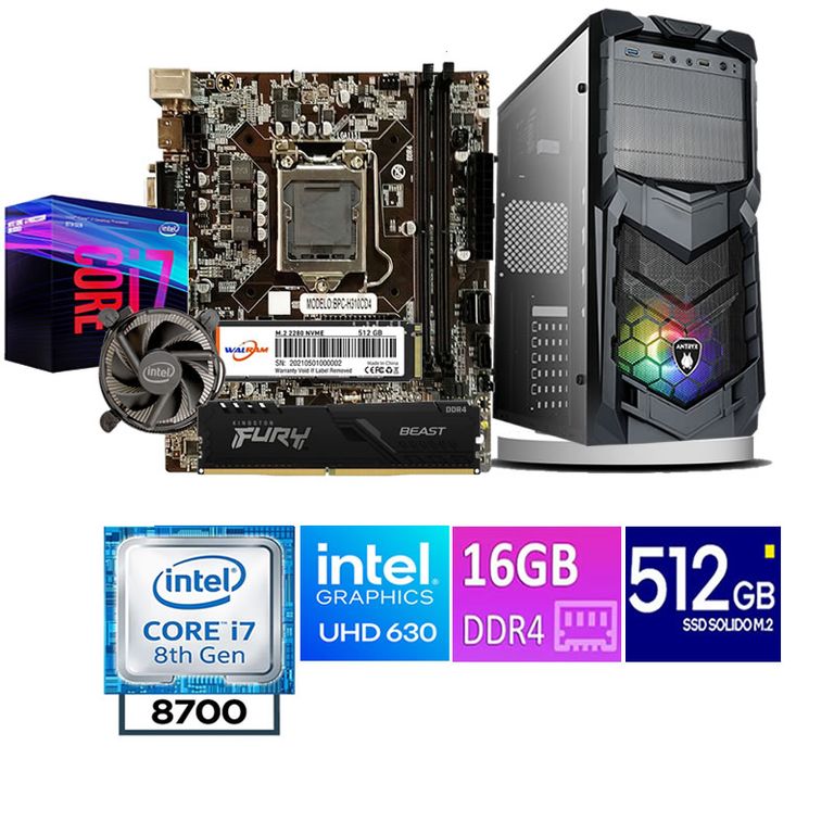 COMPUTADORA DE ESCRITORIO CORE I7 8700 16GB RAM 512 GB SSD M2