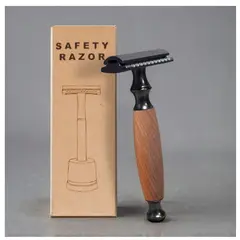 GENERICO - Maquina Afeitar Rasuradora Clásica Afeitadora Metal & Madera+ Navajas