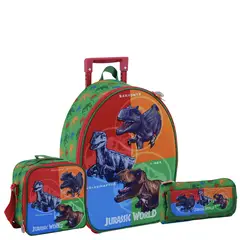 SCOOL - SET MOCHILA DINOSAURIOS JURASSIC PARK OFICIO MALETA 3 PIEZAS EVA 3D