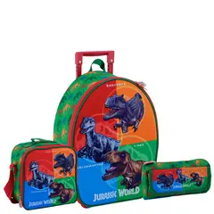 SCOOL - SET MOCHILA DINOSAURIOS JURASSIC PARK OFICIO MALETA 3 PIEZAS EVA 3D
