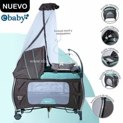 EBABY - Cuna Corral Aluminio NAPY 779C-1 Tul Reina - Verde
