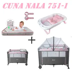 EBABY - Cuna Colecho Nala Tina Rosa Colchon Rosa -Rosa