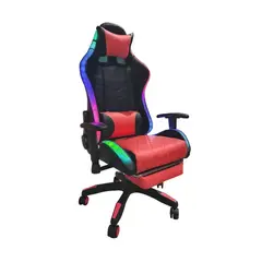 TEMEL - Silla Gamer iMUEBLES Rojo Reclina 180° Reposapiés y Luces RGB