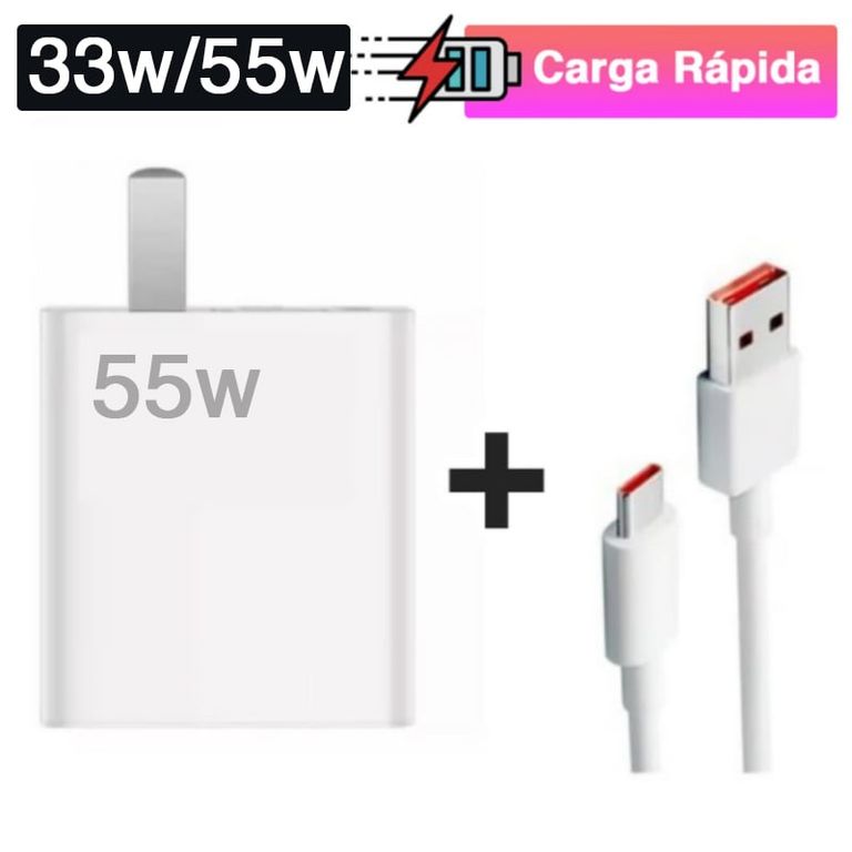 Cargador Para Xiaomi Carga Rápida 33W a 55W + Cable Tipo C Redmi