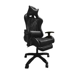 TEMEL - Silla Gamer iMUEBLES Negro Reclina 180° con Reposapiés