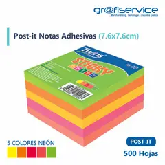 GENERICO - Post It Notas Adhesivas 7.6cm x 7.6cm 500 hojas (5 colores)