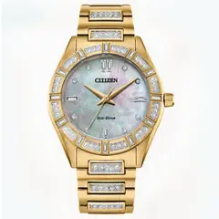 CITIZEN - Reloj Mujer Coleccion Crystal Dorado Acero Inox Japones