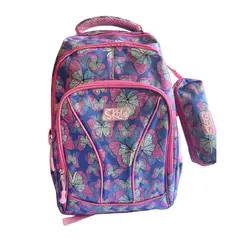 GENERICO - Set Mochila Cartuchera Juvenil 3 Cierres Diseño Mariposas