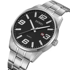 SKMEI - Reloj 2087 Plateado Fondo NEGRO Fecha analógo