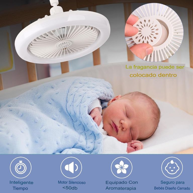 FOCO VENTILADOR CÁPSULA RECARGABLE AROMATERAPIA CONTROL 3 NIVELES LUZ 4 EN 1 TECHO AHORRADOR BLANCO