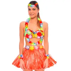 GENERICO - Falda hawaiana celeste set completo