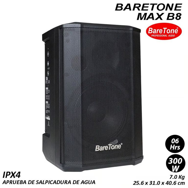 Parlante profesional MAX-B8 con batería, USB BT 2 micrófonos