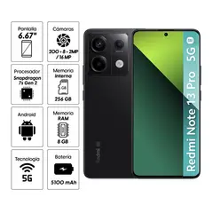 XIAOMI - SMARTPHONE REDMI NOTE 13 PRO 5G  MIDNIGHT BLACK 8GB + 256GB AMOLED 6.7" CAMERA 200MPX