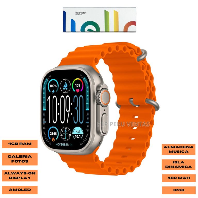 Smartwatch Hello 3 Plus 2Gene Amoled Ip68 Naranja