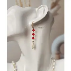 GENERICO - ARETES DE PIEDRAS ROJAS PENDIENTES ELEGANTES MUJER