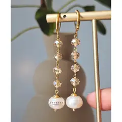 GENERICO - ARETES DE PIEDRAS Y PERLAS PENDIENTES ELEGANTES MUJER