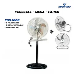 RBC - Ventilador de Pedestal 18 3en1 pulgadas FSG-1802-A metal