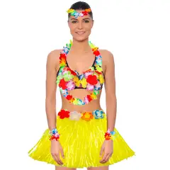 GENERICO - Falda hawaiana amarillo set completo