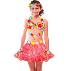 GENERICO - Falda hawaiana Rojo set completo