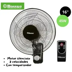BOSKO - Ventilador de Pared Bossko con Control Remoto 16 Pulgadas BK-8452PD