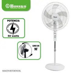 BOSKO - Ventilador de pedestal 18" BOSSKO 50 watts con Temporizador blanco