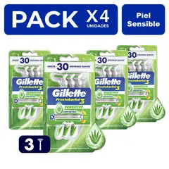 GILLETTE - PACK X4 PRESTOBARBA 3 MAQUINA DE AFEITAR 3UND