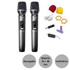 GENERICO - Micrófono Inalámbrico Dual DEEJAY2 TRKM9632 duración de 24 a 48 horas