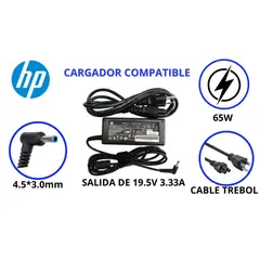 GENERICO - CARGADOR PARA LAPTOPS HP 195V 333A 65W PUNTA AZUL COMPATIBLE