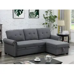 GENERICO - Sofá Seccional Cama Ruiz + Baúl Derecho - Gris Claro