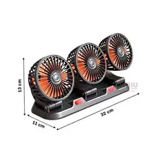 PREMIUM - VENTILADOR BAIHUO CITY TRIPLE DE AUTO GIRATORIO 360 MY7158 - NARANJA