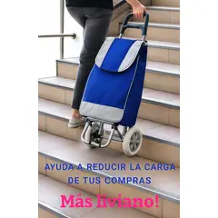 GENERICO - COCHE GRANDE CARRITO COMPRAS MERCADO HOGAR CON BOLSILLO Y CIERRE AZUL
