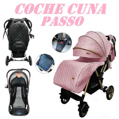 GENERICO - Nuevo Coche Cuna Mango Reversible Passo-Rosa