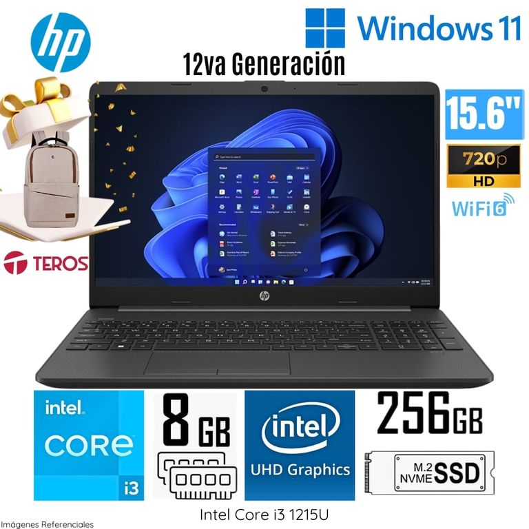 Laptop 250 G9 Intel Core i3-1215U 8GB RAM 256GB SSD 15.6 HD 9P7L0AT + Regalo