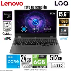 LENOVO - Laptop LOQ 15IAX9 Intel Core i5-12450HX 24GB RAM 512GB SSD 15.6" FHD RTX 3050 - 83GS00EQLM