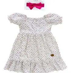 VALU MODA INFANTIL - Vestido Blanco con Flores