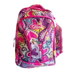 GENERICO - Set Mochila Cartuchera Juvenil 3 Cierres Diseño Corazones