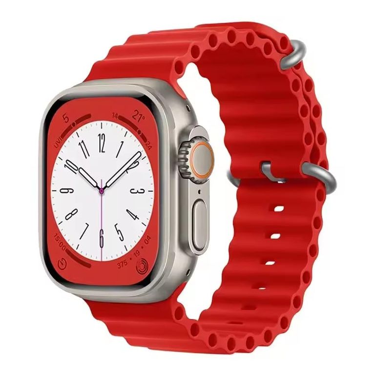 CORREA SILICONA OCEAN PARA WATCH 44-45-46 y 49 mm ROJO