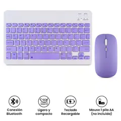 PREMIUM - TECLADO MOUSE INALAMBRICO BLUETOOTH AJ340169-MORADO