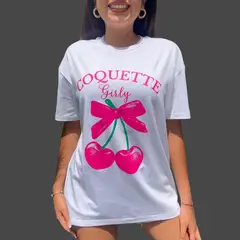 ENGELL - Polo Oversize Coquette Girl Blanco