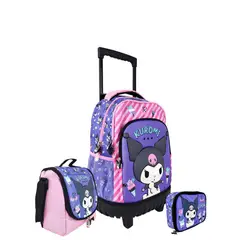 SCOOL - SET MOCHILA KUROMI OFICIO MALETA MOCHIRUEDAS PLUS PREMIUM 3 PZAS