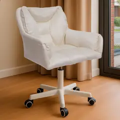 BUCKINGHAM - Silla Giratoria de Escritorio Oficina Vanity Blanca