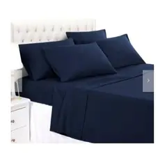 GENERICO - Sabanas De Algodón Bramante plaza y media azul marino