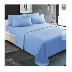 GENERICO - Sabanas De Algodón Bramante 2 plazas celeste