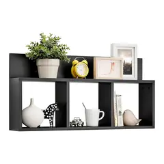 GENERICO - Repisa Flotante Moderna de Melamina Negro 80x49cm