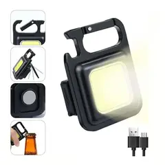 GENERICO - LLAVERO CON LINTERNA RECARGABLE Y DESTAPADOR METALICO